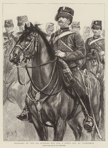 Soldados del 4º de Húsares en un día de campo en Aldershot de Charles Paul Renouard