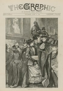 Visitantes en la colección de préstamos de cuadros en el Guildhall de Charles Paul Renouard