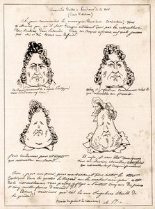 Croquades hechas en la audiencia del 14 de noviembre - caricatura de Luis Felipe en forma de pera por Charles Philipon (1800-1862) - 1832 - (Luis Felipe convirtiéndose gradualmente en una pera) de Charles Philipon