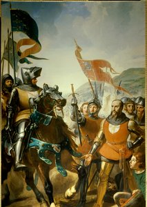 Guerra de los Cien Años (1337-1453): detalle de la Batalla de Cocherel, cerca de Evreux ganada por Bertrand du Guesclin (1320-1380) sobre las tropas del rey de Navarra, el 16/05/1364