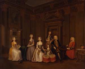Retrato de Algernon Seymour, Lord Hertford (luego 7º Duque de Somerset) con el Coronel Tomkins Wardour, el Coronel Browne, Lord Beauchamp, Frances, Lady Hertford, Lady Elizabeth Seymour y Miss Herbert de Charles Philips