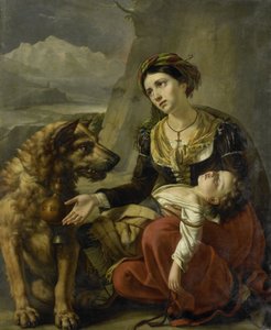 Un perro San Bernardo acude en ayuda de una mujer perdida con un niño enfermo de Charles Picqué