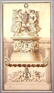 Diseño para un monumento funerario a un general romano, c.1800 de Charles Pierre Joseph Normand