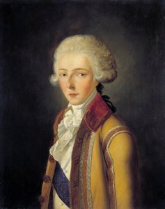 Retrato de Louis Antoine Henri de Bourbon-Conde, duque de Enghien (1772-1804) - representado hacia 1788, vistiendo la librea de caza de vientre de pato "de la Casa de Conde". Pintura de Charles Rauch (1791-1857) 1836. Dim. 0,65x0,54 m. - Retrato de Louis-A de Charles Rauch