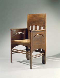 Sillón, diseñado en 1897 de Charles Rennie Mackintosh