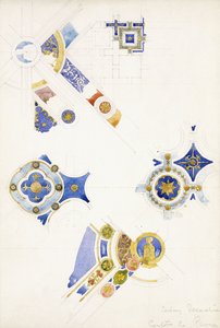 Certosa di Pavia, estudios de la decoración del techo, 1891 de Charles Rennie Mackintosh