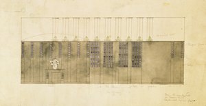 Diseño para una pared, mesa y puertas, 1905 de Charles Rennie Mackintosh
