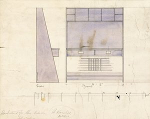 Diseño para un lavabo, mostrado en elevación lateral y frontal, 1904 de Charles Rennie Mackintosh