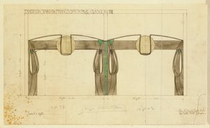Diseño para un stand de exhibición para Francis Smith, utilizado en la Exposición de Glasgow, mostrado en elevación, 1901 de Charles Rennie Mackintosh