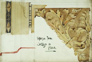 Panel de taracea, Certosa di Pavia, 1891 de Charles Rennie Mackintosh