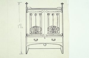 Dibujo lineal de mobiliario (un tocador), c.1910 de Charles Rennie Mackintosh