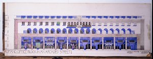 Dibujos arquitectónicos previamente no registrados para una tienda y una calle con arcadas, c.1915 de Charles Rennie Mackintosh