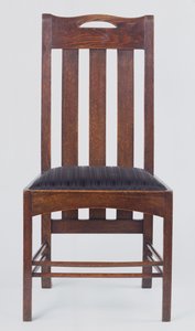 Silla lateral, una de un par, hecha para los salones de té de Argyle Street de Miss Cranston, Glasgow, 1896 de Charles Rennie Mackintosh
