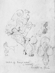 Boceto de salidas de bronce en el lavabo, Certosa di Pavia
