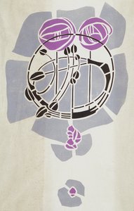 Reproducción moderna del stencil original de Mackintosh para decoración de paredes, motivo de rosa, 1902