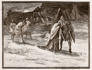 La huida de Matilda del Castillo de Oxford, ilustración de 