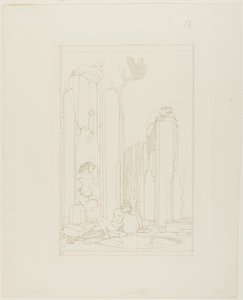 Narciso junto al estanque; ilustración para "El discípulo" de Oscar Wilde