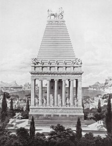 El mausoleo original, c 353 a.C. (litografía)
