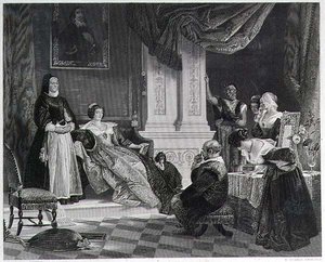 Sancho y la duquesa, grabado por R. Staines de Charles Robert (after) Leslie