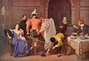 Shakespeare: Katherina y Petruchio, La fierecilla domada, Acto IV, Escena 3 (litografia en color)