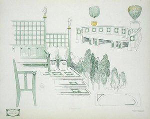 Detalles de asientos y terrazas, de principios de 1900, de 