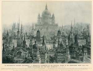 Un conspecto perspectivo de las principales obras de Sir Christopher Wren de Charles Robert Cockerell