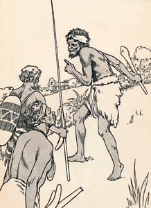 Hombres aborígenes acercándose a una granja de colonos, 1912 de Charles Robinson