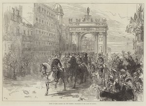 Entrada del Rey Alfonso XII en Madrid, Procesión en la Calle de Alcalá