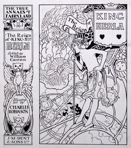 Ilustración de portada para Los verdaderos anales de la tierra de las hadas, El reinado del rey Herla, editado por William Canton, publicado en 1900