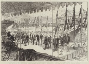 Nueva ruta al continente por Sheerness y Flushing, el príncipe Enrique de los Países Bajos recibiendo a los visitantes ingleses de Sir John Charles Robinson