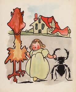 Nonsense: Bebé, pájaro y escarabajo de paseo (litografía en color) de Charles Robinson