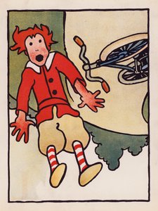 Sin sentido: Accidente de bicicleta (litografía en color) de Charles Robinson