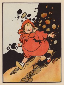 Tonterías: Chica que no consigue subir la colina (litografía en color) de Charles Robinson