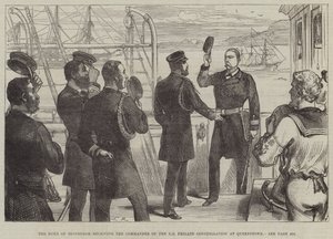 El Duque de Edimburgo recibiendo al Comandante de la Fragata estadounidense Constellation en Queenstown