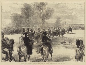 La revisión de voluntarios en Hyde Park, el Príncipe y la Princesa de Gales pasando por la línea de Sir John Charles Robinson