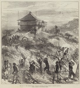 La guerra en Herzegovina, soldados turcos talando árboles en el monte Karaula