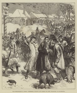 Preparativos de guerra en Rusia, requisando carros y caballos para el transporte del ejército en Novoselitza de Sir John Charles Robinson