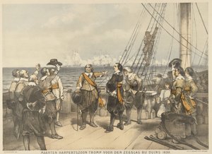 Maarten Tromp antes del comienzo de la batalla en Duins, 1639 Maarten Harpertszoon Tromp, antes de la batalla naval en Duins 1639 (título sobre el objeto) de Charles Rochussen