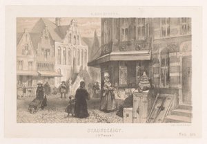 Gente en la calle
Vista de la ciudad (siglo XVII) (título en el objeto) de Charles Rochussen
