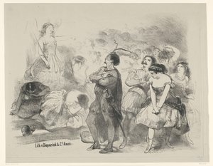 Escena del ballet Astaroth Anuncio Entradas para ballets y obras de teatro en el Amsterdam City Theatre (título de la serie) de Charles Rochussen