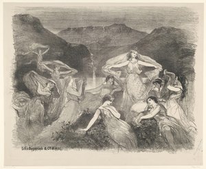Escena del ballet Zélie o el velo mágico Anuncios de ballets y obras de teatro representadas en el Amsterdam City Theatre (título de la serie) de Charles Rochussen