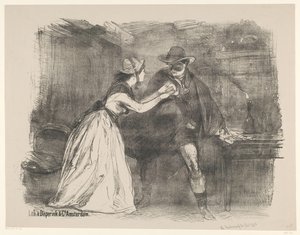 Escena del drama teatral The Child Robber Anuncios de ballets y obras de teatro representadas en el Amsterdam City Theatre (título de la serie) de Charles Rochussen