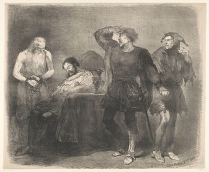 Escena del drama teatral El fantasma Anuncios de ballets y obras de teatro representadas en el Amsterdam City Theatre (título de la serie) de Charles Rochussen
