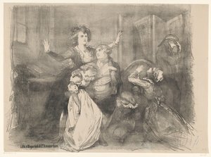 Escena del drama teatral María Antonieta Anuncios de ballets y obras de teatro representadas en el Amsterdam City Theatre (título de la serie) de Charles Rochussen