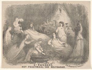Escena de la obra El festín de Belsasar Escena 5 El Banquete de Beltsasar (título sobre el objeto) de Charles Rochussen
