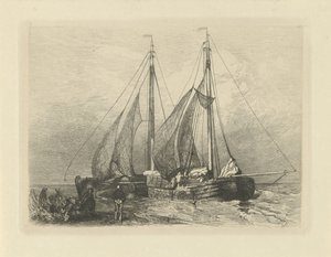Veleros en una playa de Charles Rochussen