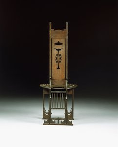 Una silla lateral, con diseño perforado, c.1899 de Charles Rohlfs