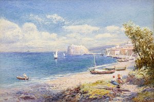 Bahía de Nápoles (acuarela) de Charles Rowbotham