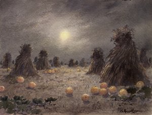 Cosecha de otoño a la luz de la luna