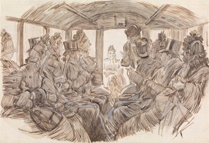 Interior de un autobús de Charles Samuel Keene
